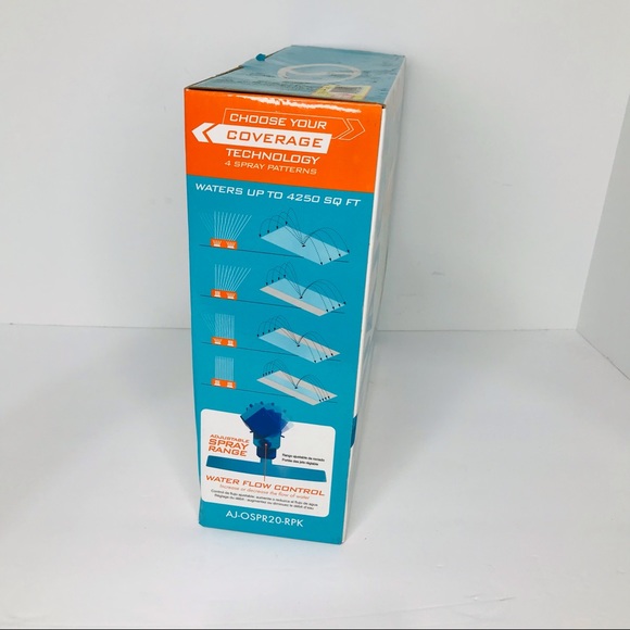 New! Aqua Joe 20 Nozzle 4250 Sq Ft Adjustable Gear Driven Oscillating Sprinkler - Picture 2 of 5